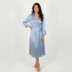 Michel kors Light Blue Satin Wrap Robe Dress